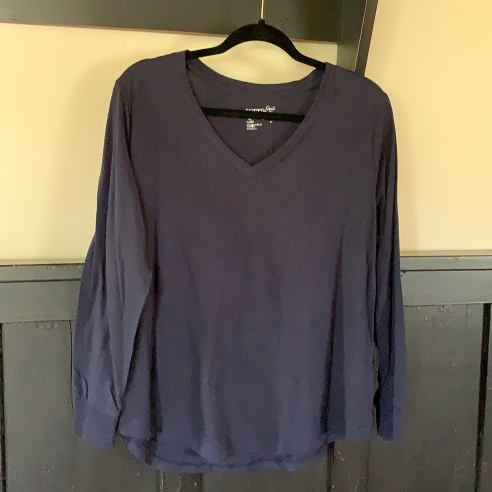 Terra & sky high low navy long sleeve T OX 14W NWT